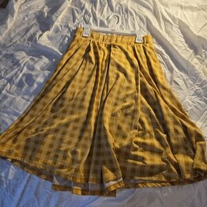 LuLaRoe Yellow Checkered A-Line Skirt